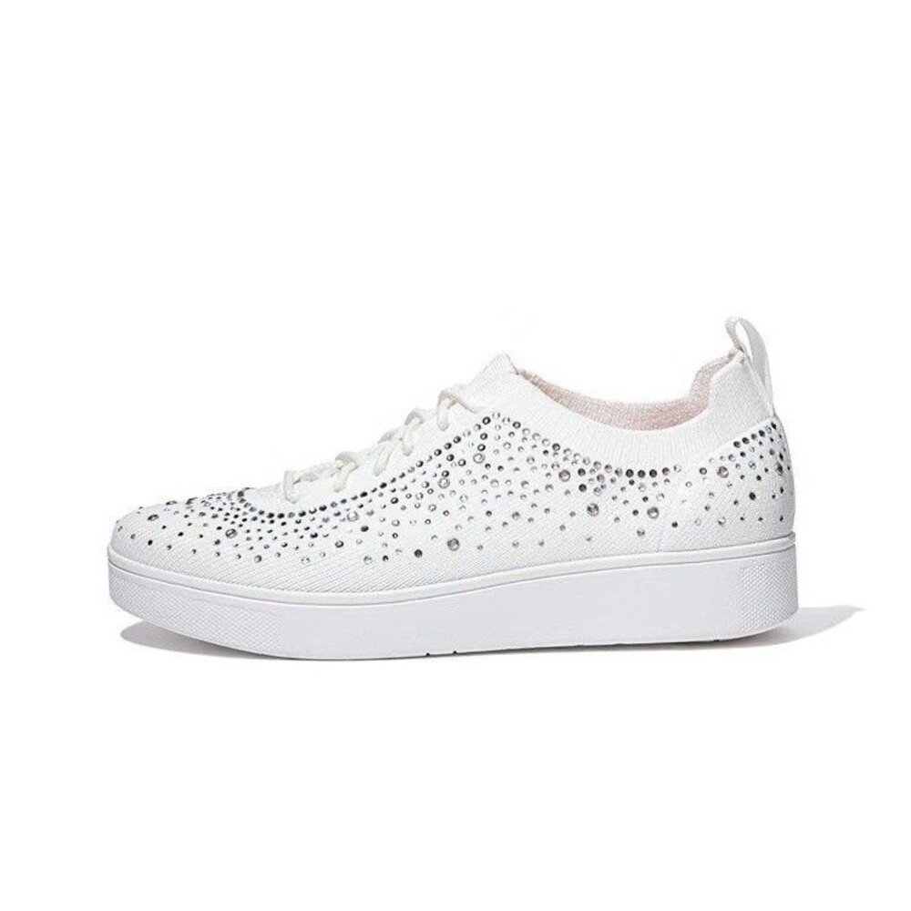 Fit Flop Womens 6.5 M Urban White Rally Ombre Crystal Knit Sneakers NIB TB6